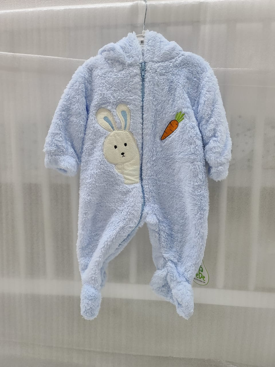 Hooded Bunny Plush Baby Romper | Warm Fleece Footed Jumpsuit