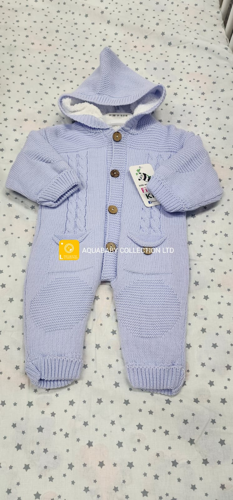 Cable Knit Baby Romper | Hooded Thermal Pramsuit 9–12M