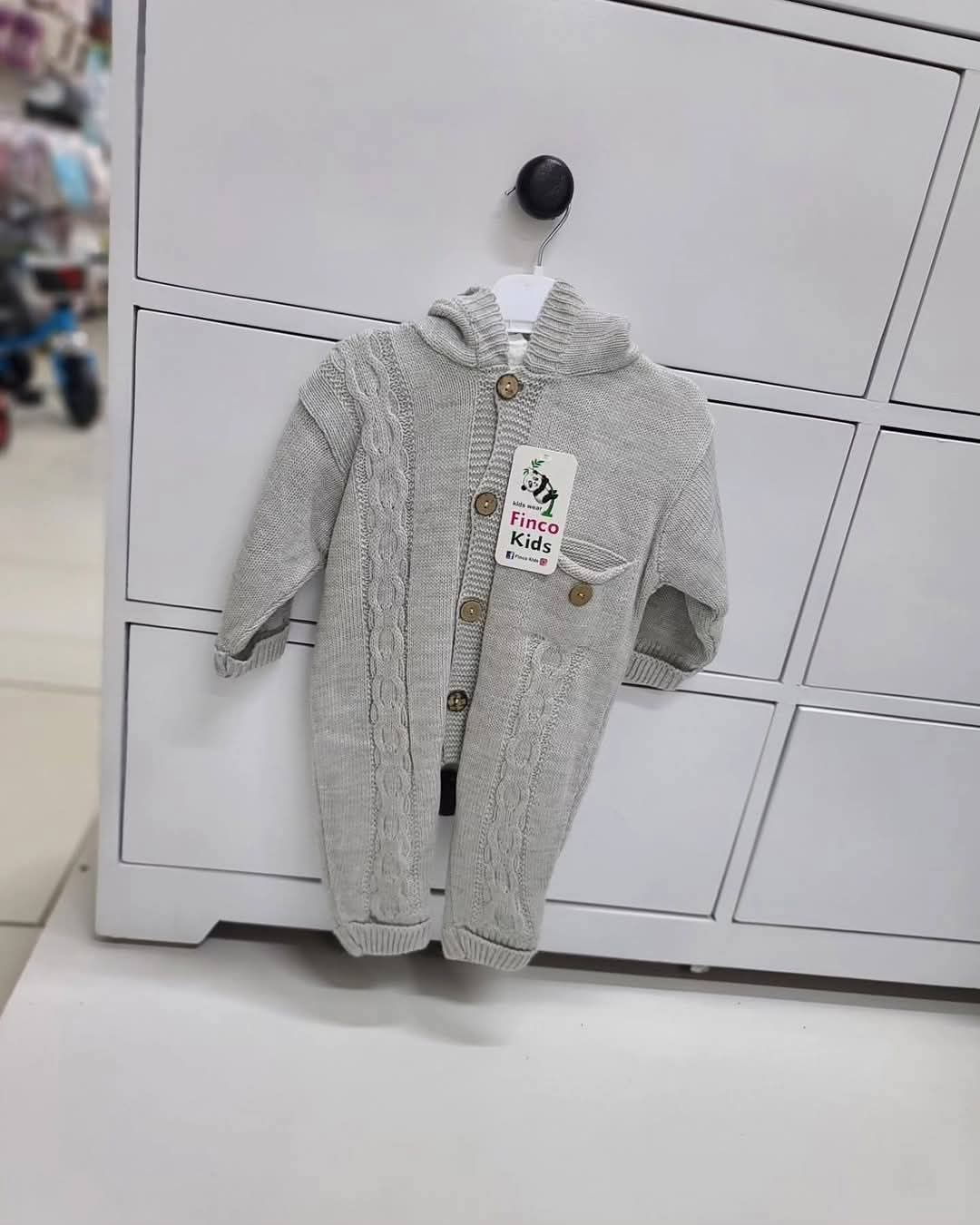 Cable Knit Baby Romper with Fleece Interior – Warm Baby Outfit 6–9M
