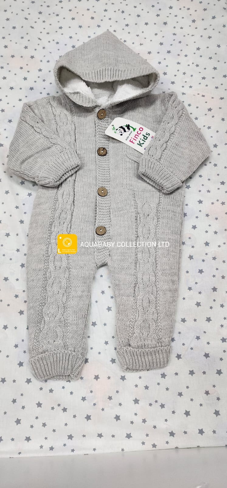 Cable Knit Baby Romper with Fleece Interior – Warm Baby Outfit 6–9M