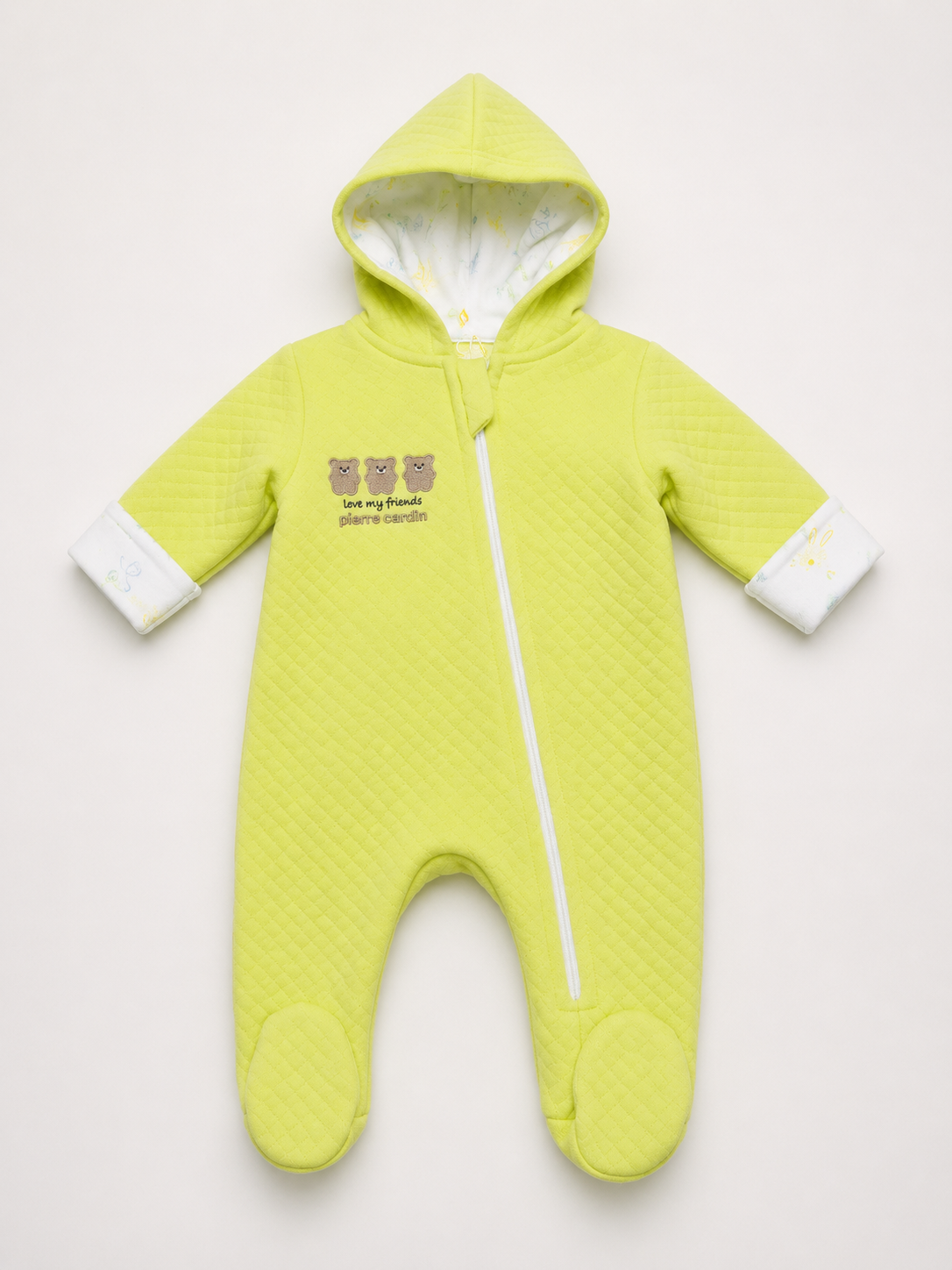 Pierre Cardin Green Baby Hooded Romper – Warm Footed Baby Jumpsuit