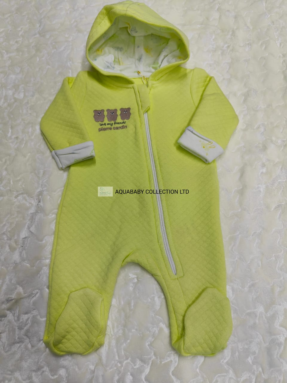 Pierre Cardin Green Baby Hooded Romper – Warm Footed Baby Jumpsuit