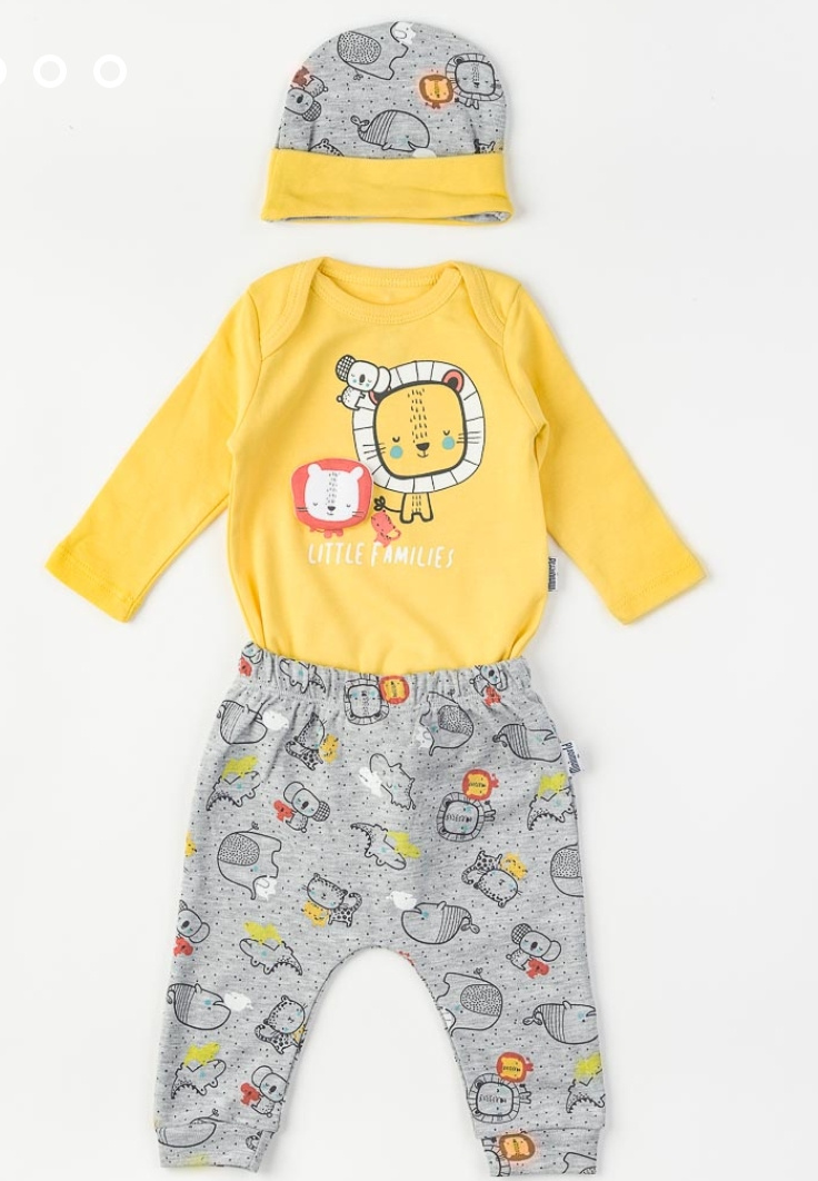 Miniworld Baby Boy 3-Piece Lion Theme Outfit Set – Little Families Collection (3–6 Months)