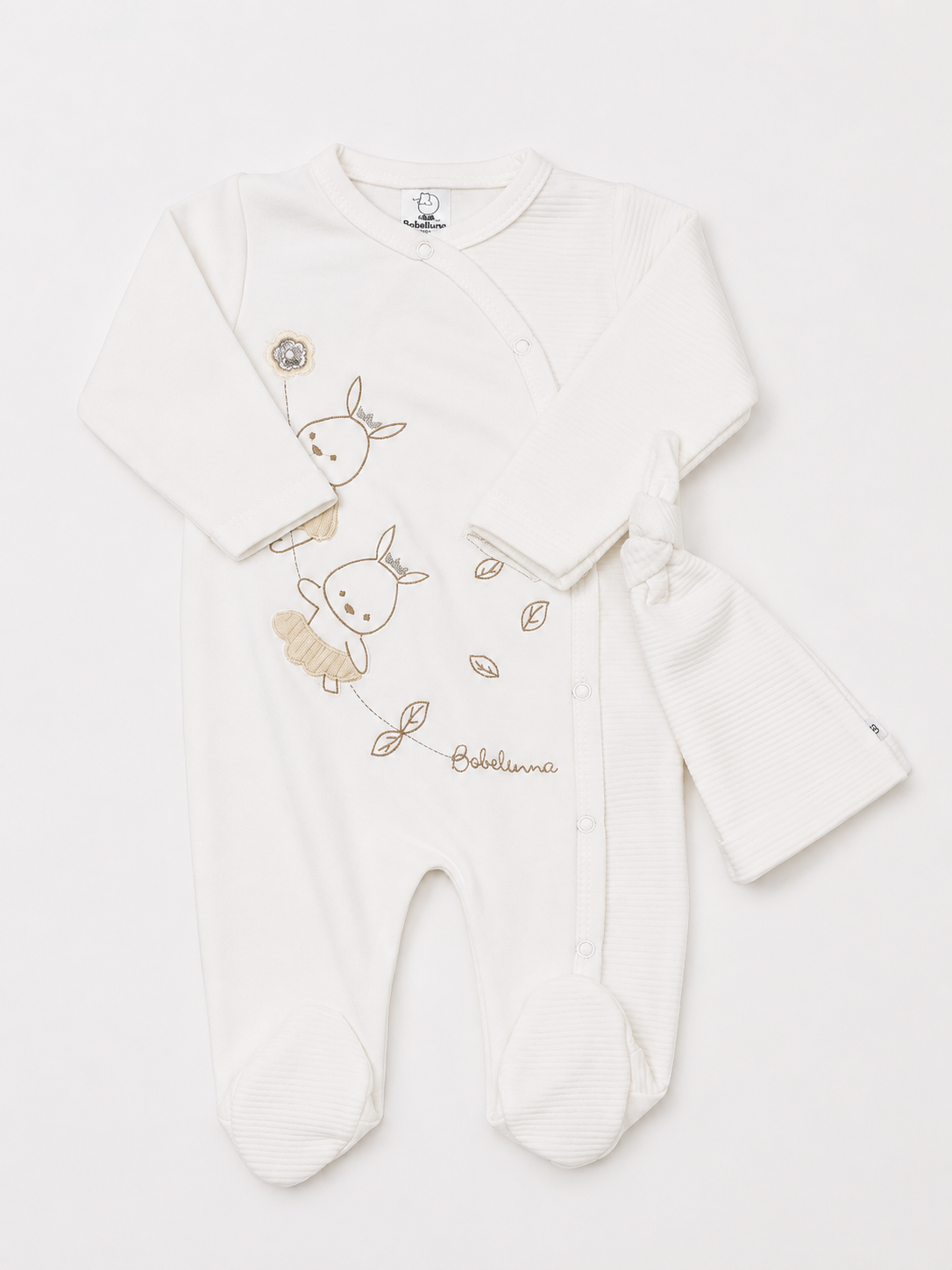 Bebelinna Baby Footed Sleepsuit & Knotted Hat Set 3–6M