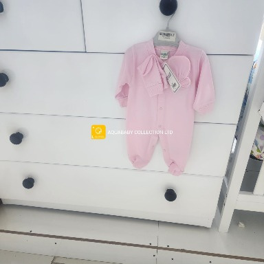 Pink Footed Baby Romper Set with Mittens & Bow | Newborn Babygrow