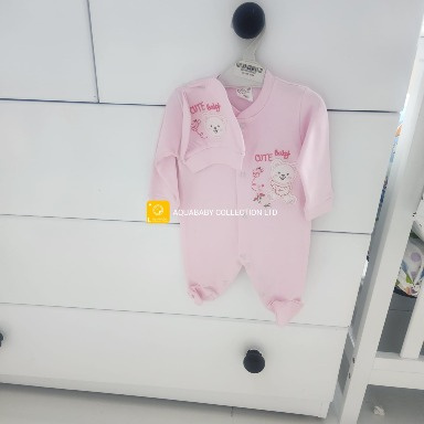 Cotton Baby Romper & Hat Set – Cute Baby Teddy Bear Footed Outfit