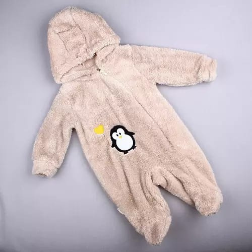 Zuff Baby Welsoft Fleece Footed Romper (6–9 Months) | Warm Hooded Winter Baby Onesie