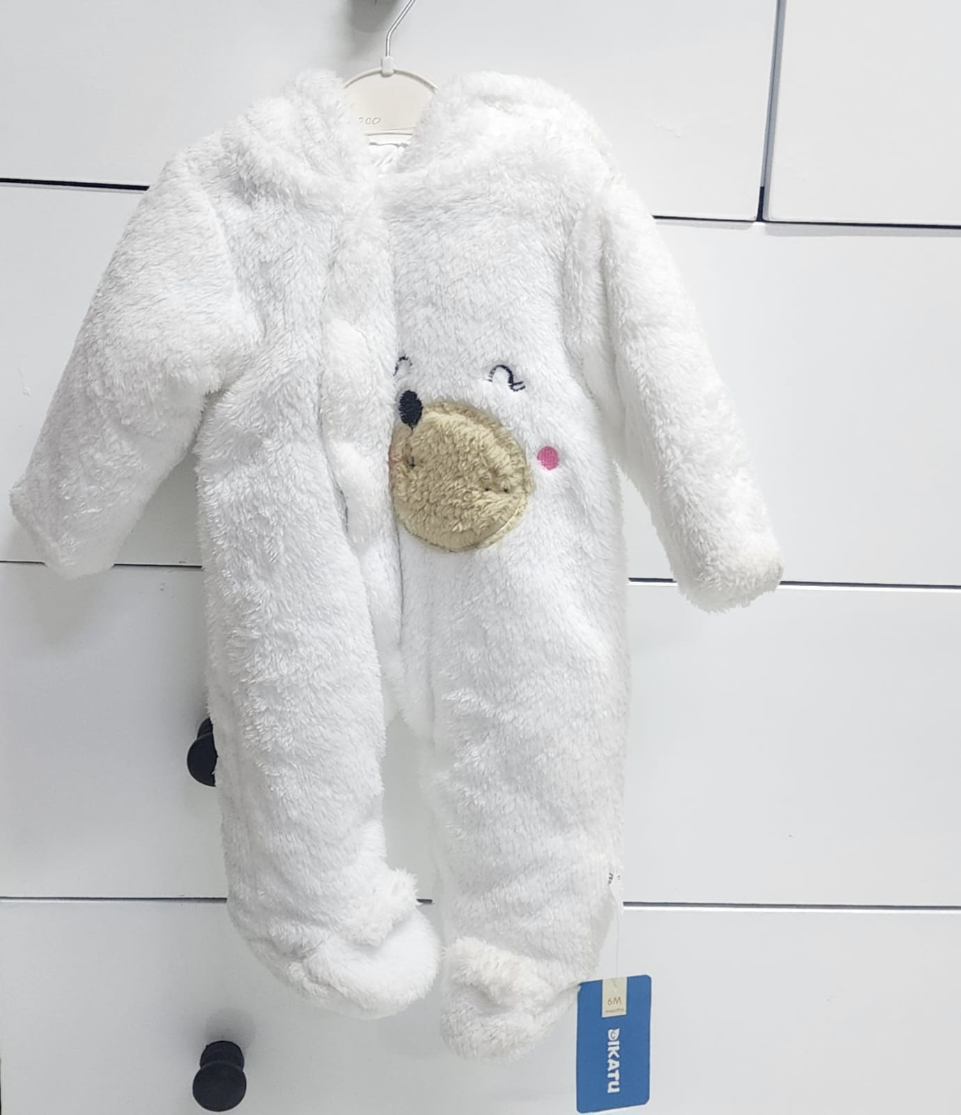 Ikatu Fleece Baby Bear Romper Jumpsuit (6–9 Months) | Hooded Winter Baby Sleepsuit