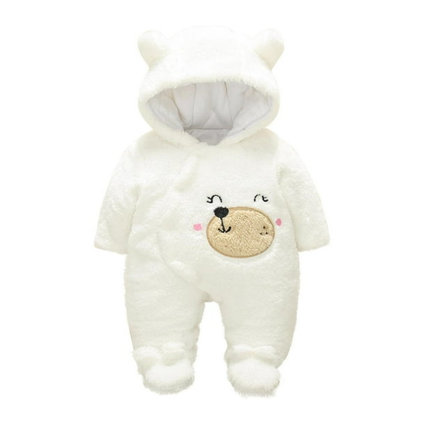 Ikatu Fleece Baby Bear Romper Jumpsuit (6–9 Months) | Hooded Winter Baby Sleepsuit