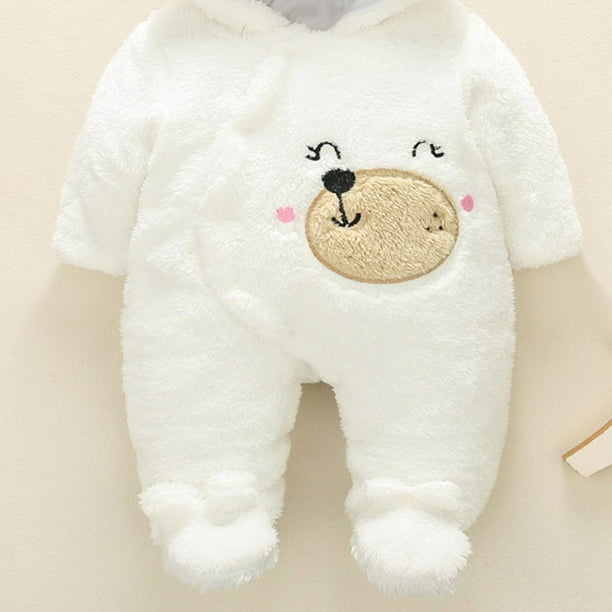 Ikatu Fleece Baby Bear Romper Jumpsuit (6–9 Months) | Hooded Winter Baby Sleepsuit