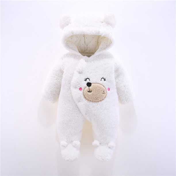 Ikatu Fleece Baby Bear Romper Jumpsuit (6–9 Months) | Hooded Winter Baby Sleepsuit