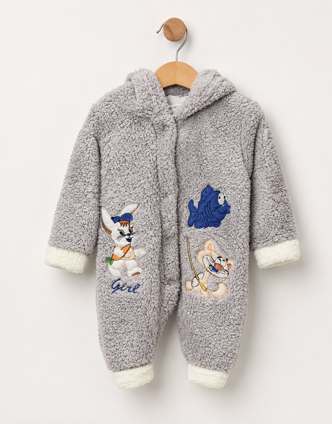 Fleece Baby Romper 3–6M Hooded Animal Outfit