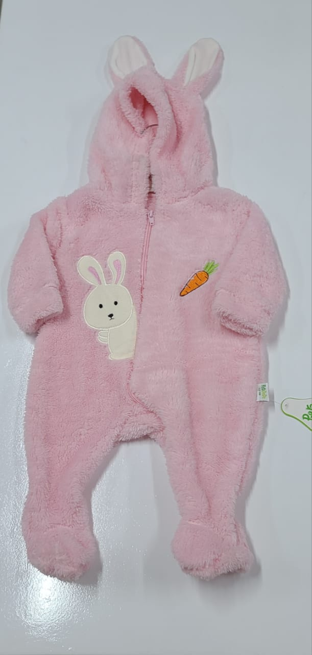 Pera Bebe Bunny Fleece Baby Romper Hooded
