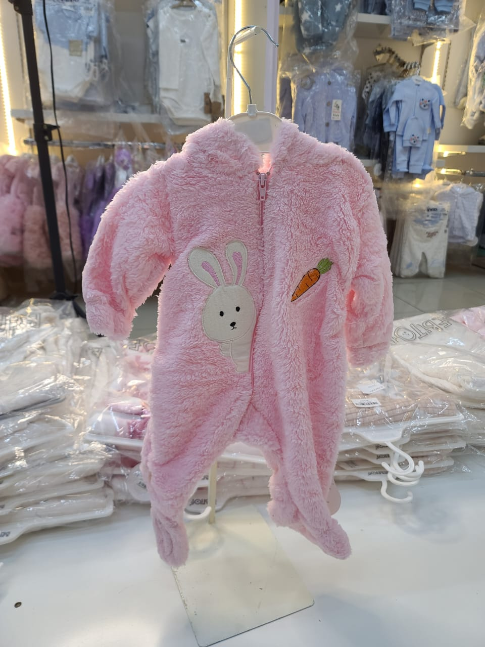 Pera Bebe Bunny Fleece Baby Romper Hooded