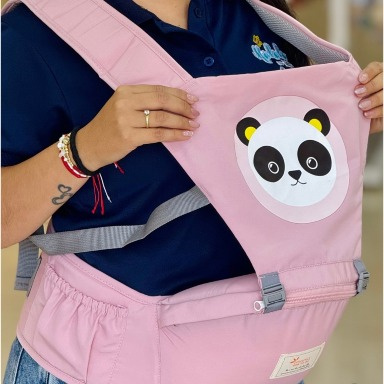 iMama 3-in-1 Ergonomic Baby Carrier with Hip Seat – Pink Panda Design | Adjustable Baby Carrier for Newborn to Toddler