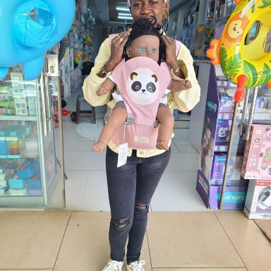 iMama 3-in-1 Ergonomic Baby Carrier with Hip Seat – Pink Panda Design | Adjustable Baby Carrier for Newborn to Toddler