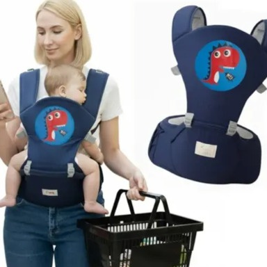 iMama Ergonomic Baby Carrier with Hip Seat – Dinosaur Cartoon Design, Safe & Comfortable 3-in-1 Infant Carrier