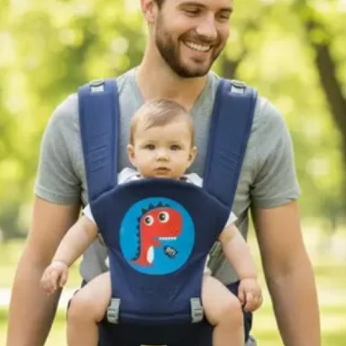 iMama Ergonomic Baby Carrier with Hip Seat – Dinosaur Cartoon Design, Safe & Comfortable 3-in-1 Infant Carrier