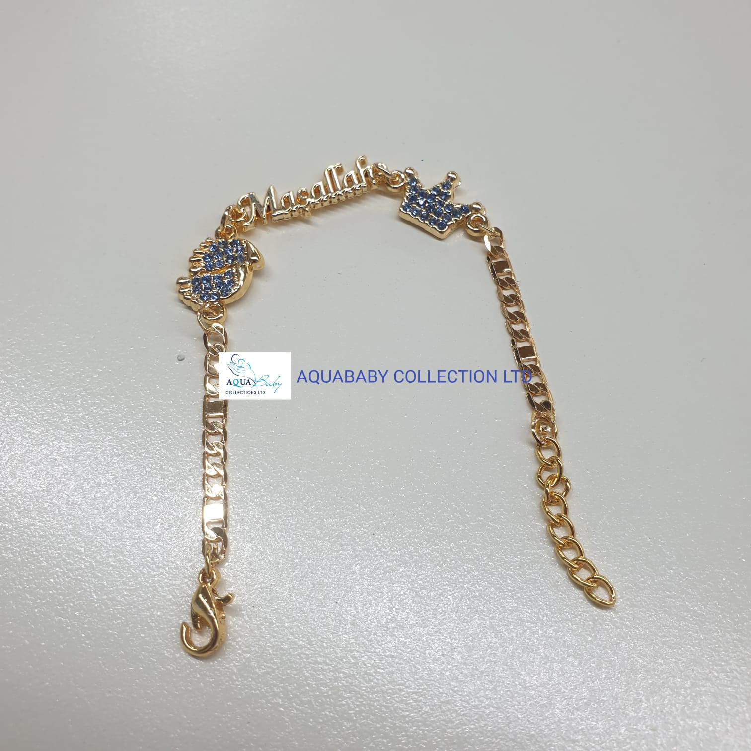 Gold-Plated Children’s Bracelet with CZ Stones & Crown Charm – Elegant Kids Jewelry