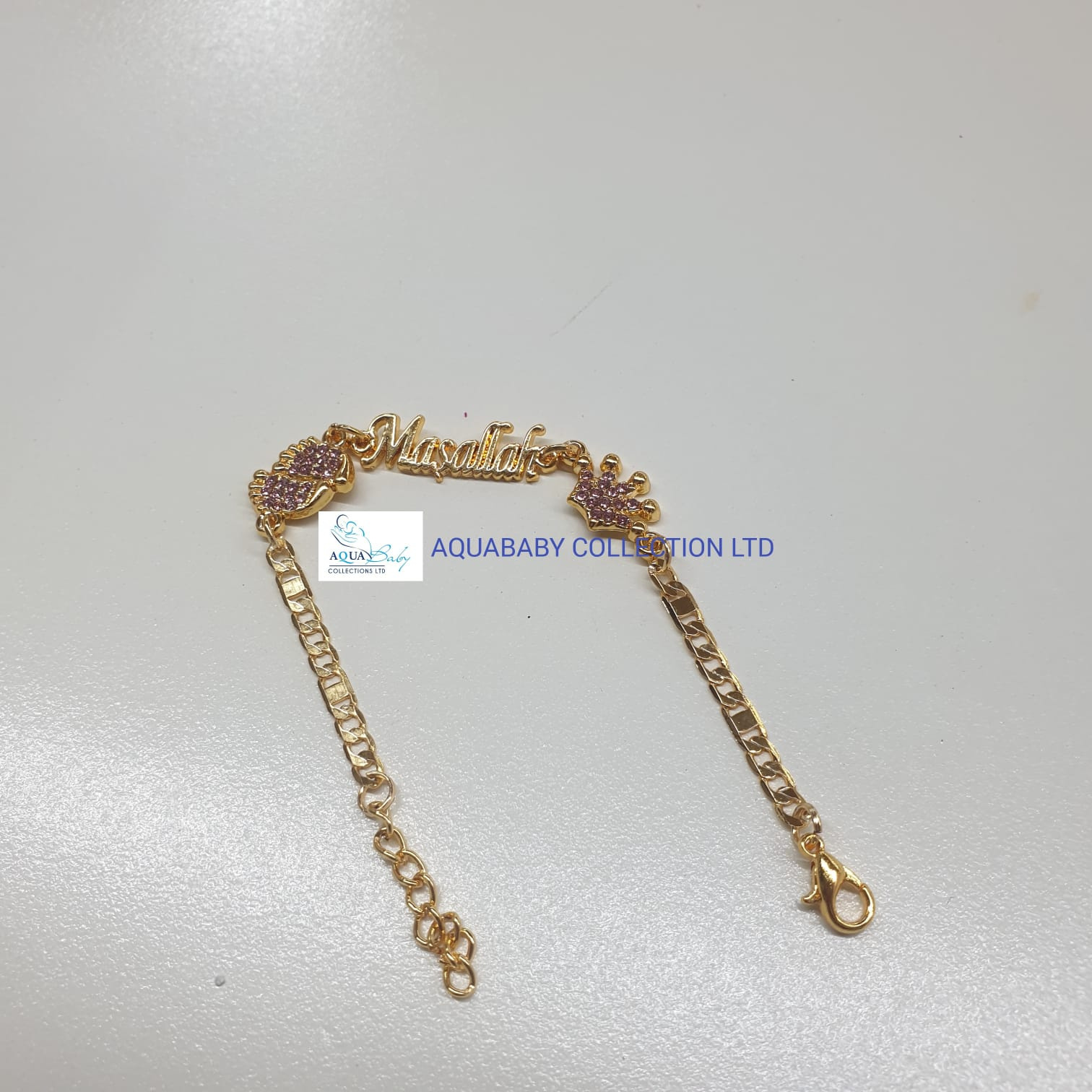 Gold-Plated Children’s Bracelet with CZ Stones & Crown Charm – Elegant Kids Jewelry
