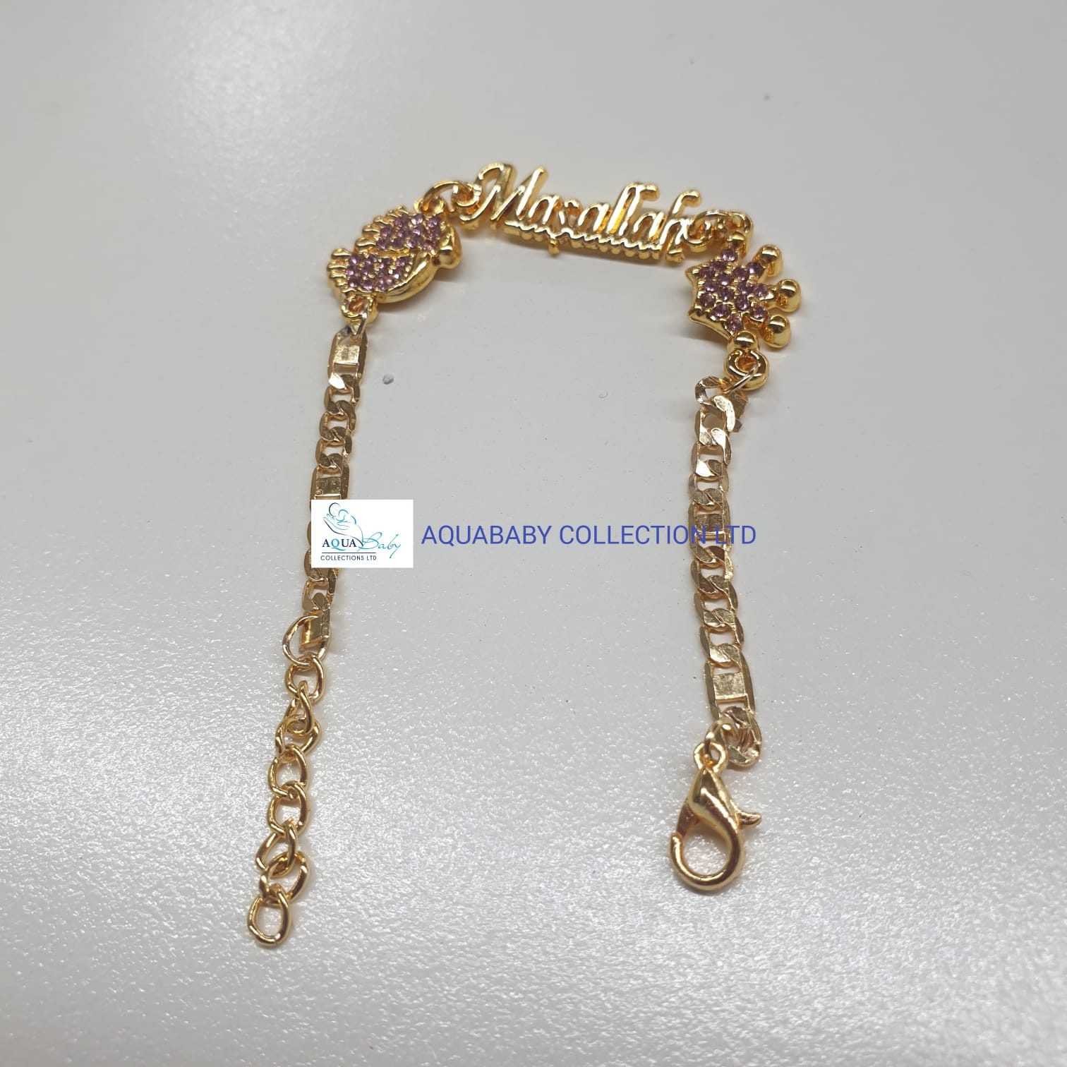 Gold-Plated Children’s Bracelet with CZ Stones & Crown Charm – Elegant Kids Jewelry