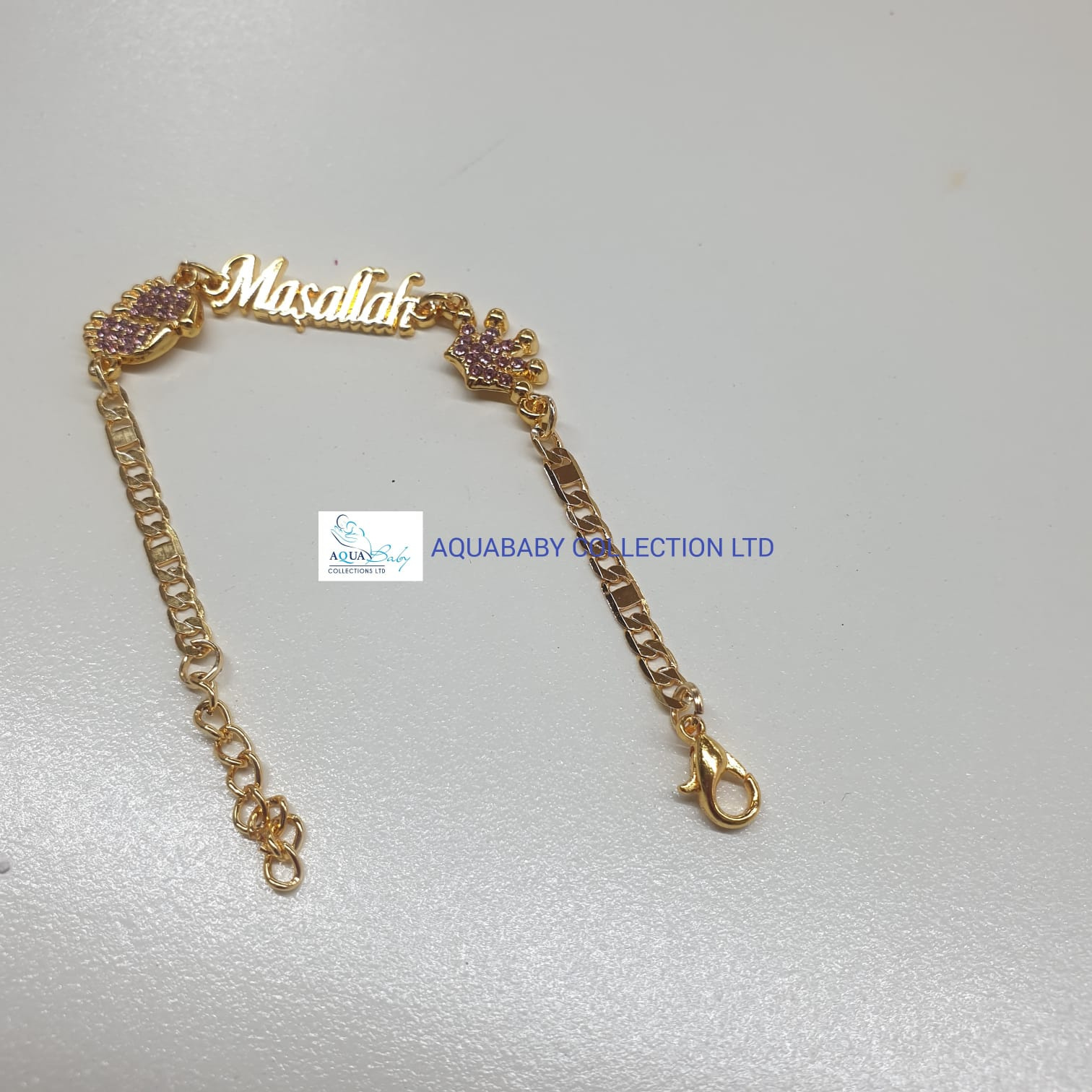 Gold-Plated Children’s Bracelet with CZ Stones & Crown Charm – Elegant Kids Jewelry