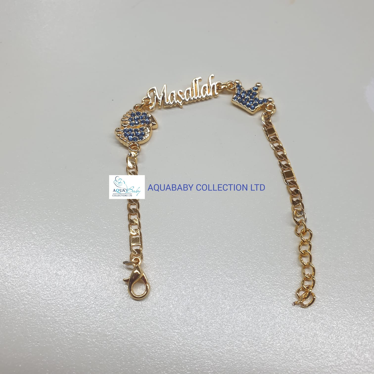 Gold-Plated Children’s Bracelet with CZ Stones & Crown Charm – Elegant Kids Jewelry