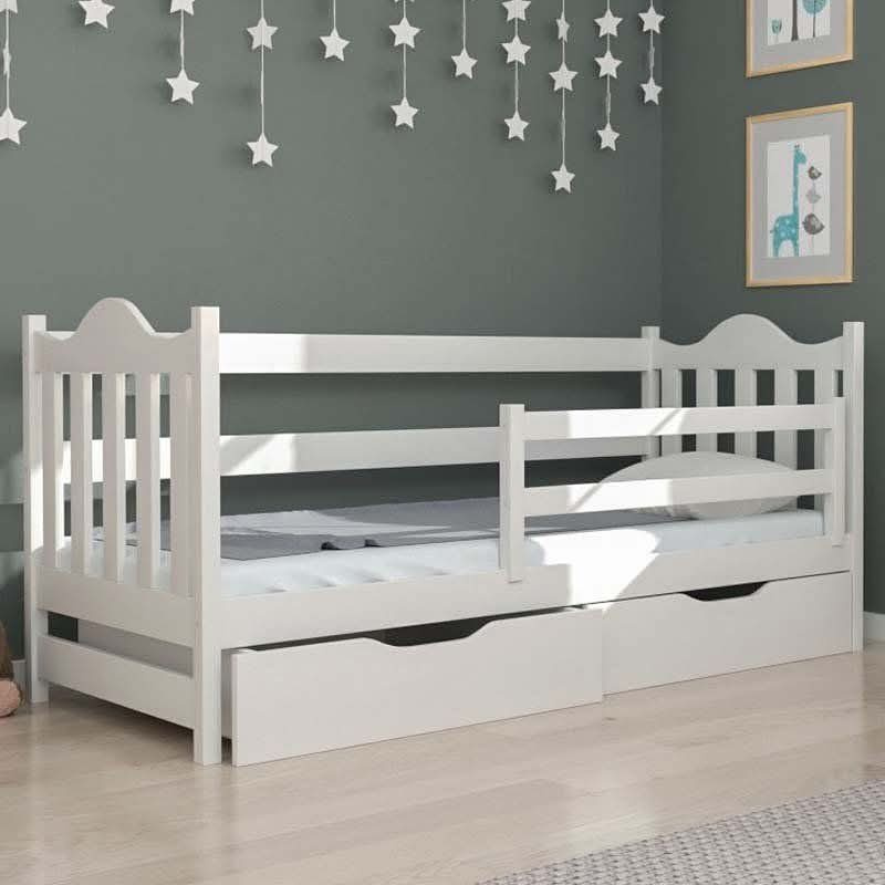 Wooden Toddler Bed with Storage Drawers & Safety Side Rails