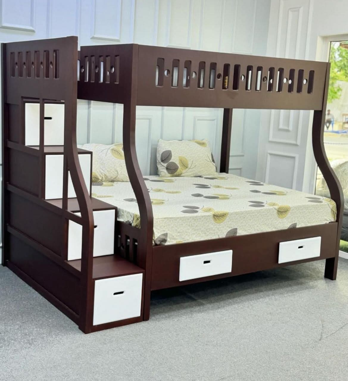 Solid Wood Bunk Bed with Storage Drawers | Twin Over Twin Bunk Beds Kenya