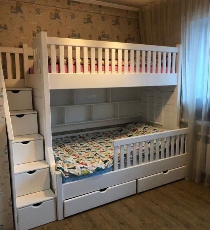 Solid Wood Bunk Bed with Storage Drawers | Twin Over Twin Bunk Beds Kenya