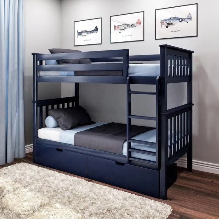 Solid Wood Bunk Bed with Storage Drawers | Twin Over Twin Bunk Beds Kenya