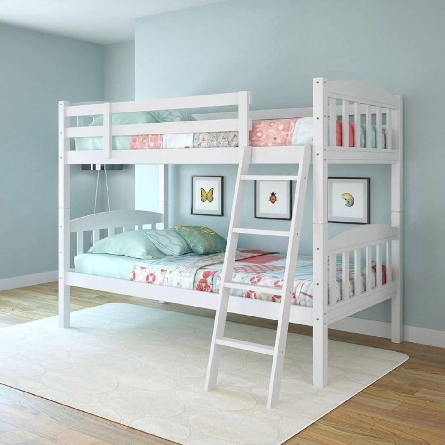 Twin Over Twin Bunk Bed with Safety Guardrails & Ladder | Kids Bunk Beds Kenya