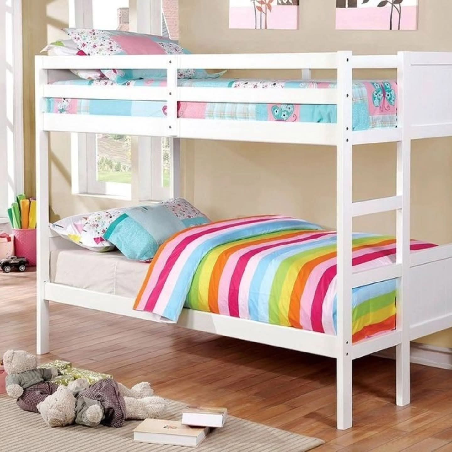 Twin Over Twin Bunk Bed with Safety Guardrails & Ladder | Kids Bunk Beds Kenya