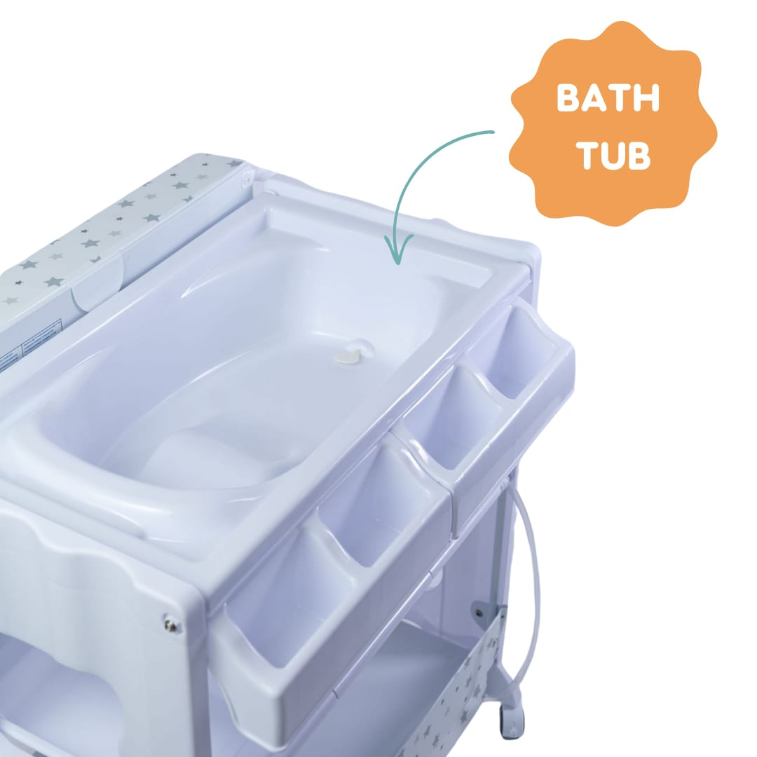 2-in-1 & 3-in-1 Baby Bathing and Changing Station with Storage & Wheels