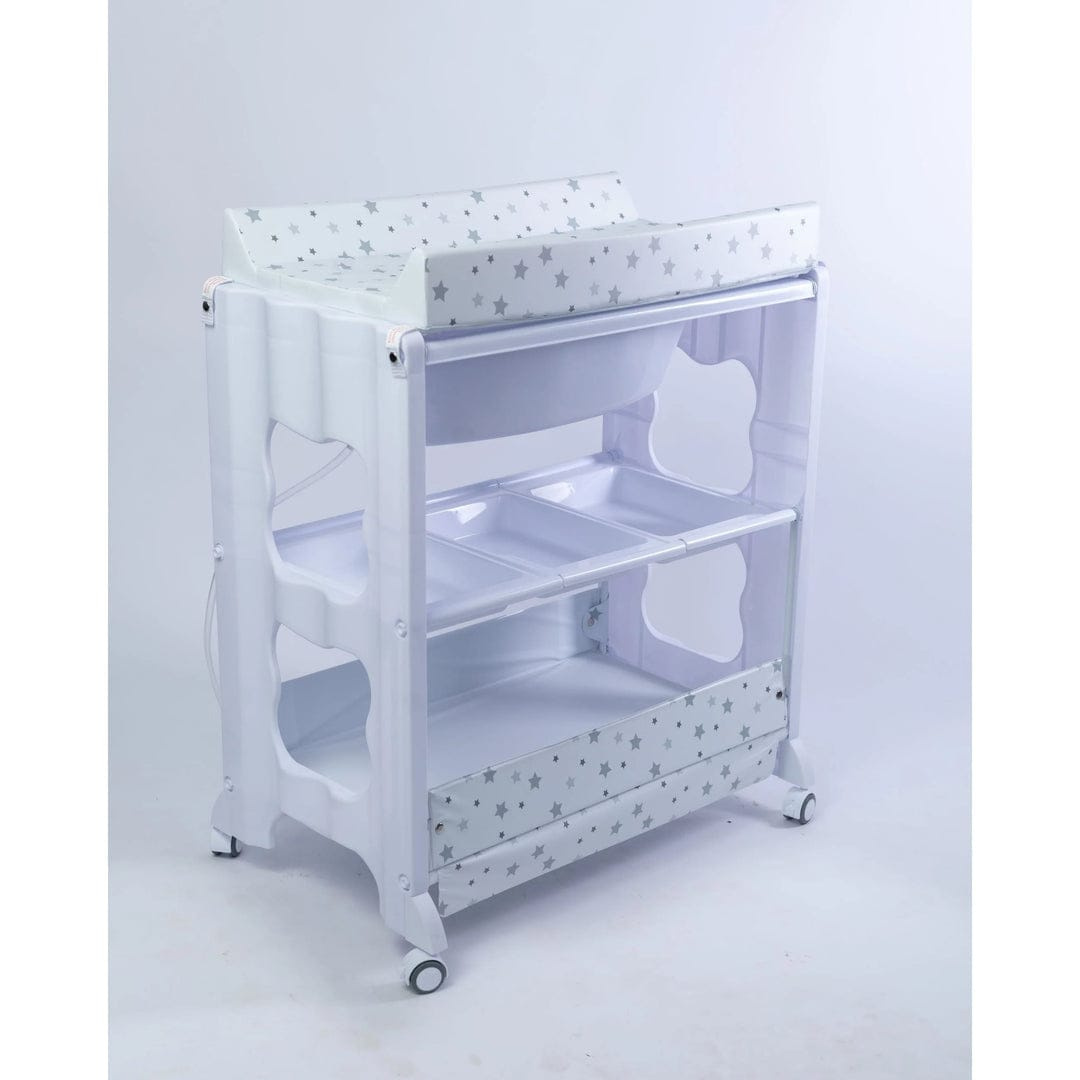 2-in-1 & 3-in-1 Baby Bathing and Changing Station with Storage & Wheels