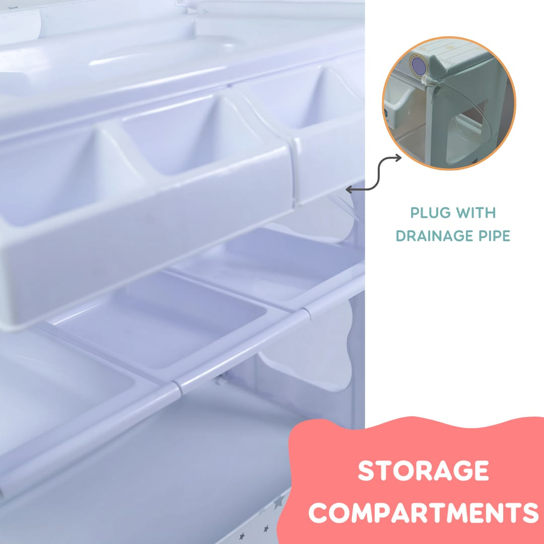 2-in-1 & 3-in-1 Baby Bathing and Changing Station with Storage & Wheels