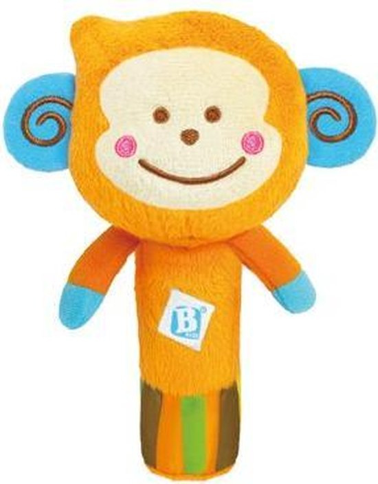 B Kids Bebee Squeaker Monkey Plush Rattle – Soft Baby Sensory Toy 0+