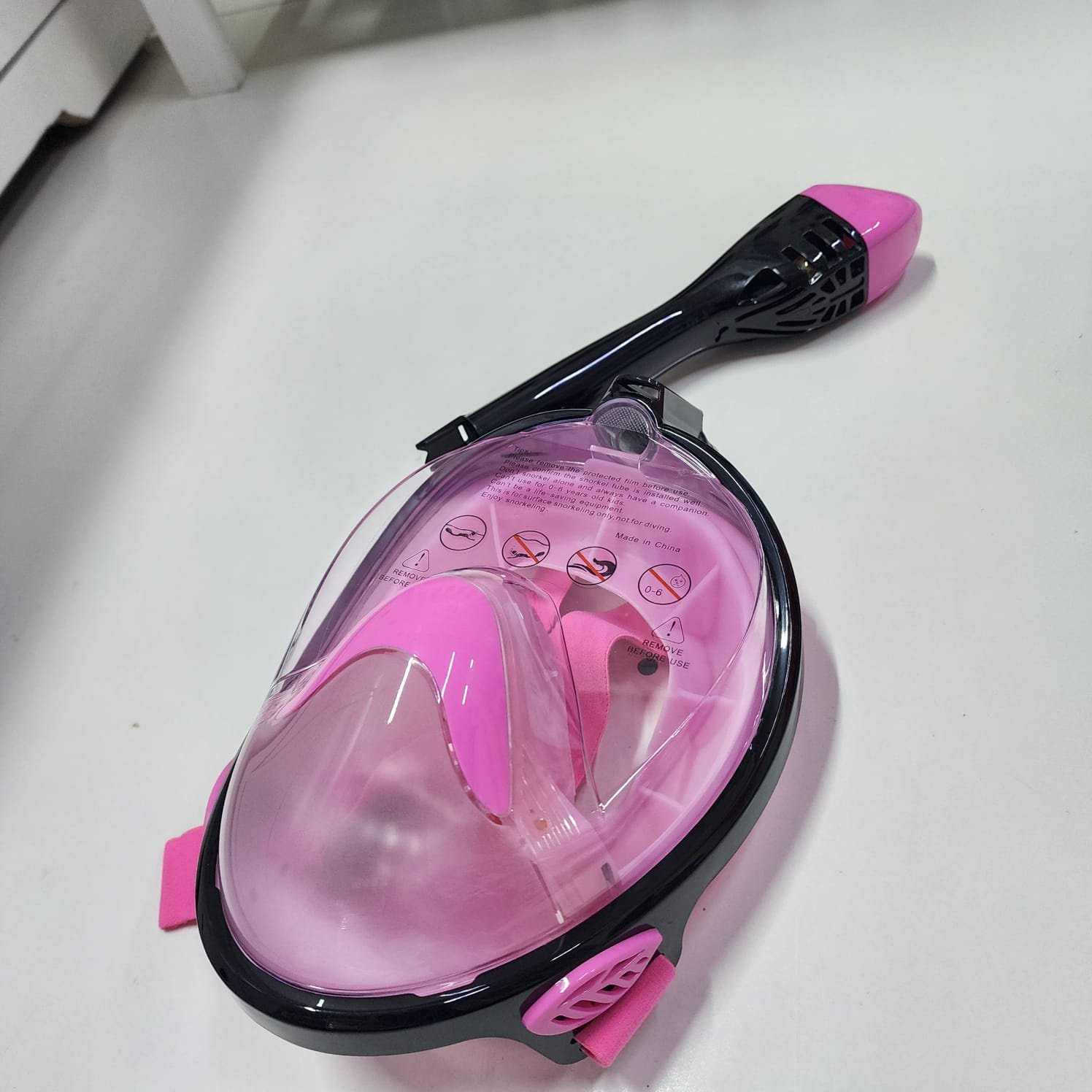 WSOBUE Full Face Snorkeling Mask Set Pink with 180° Panoramic View | Aqua Baby Collection