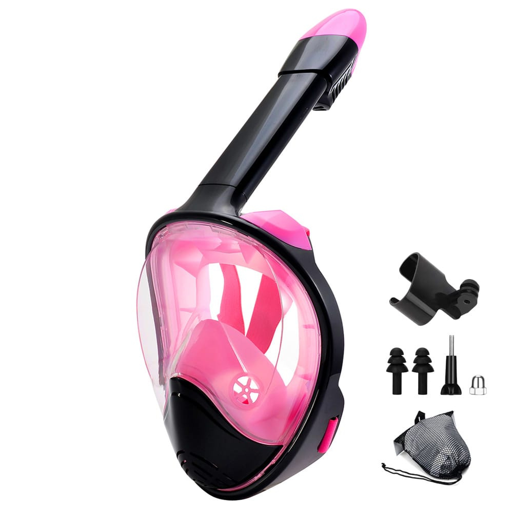 WSOBUE Full Face Snorkeling Mask Set Pink with 180° Panoramic View | Aqua Baby Collection