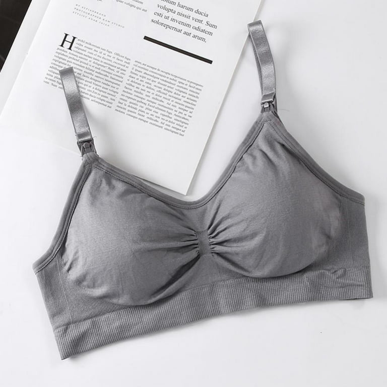 Gray Maternity Nursing Bra – Ribbed Padded Feeding Bra (Medium & Large)