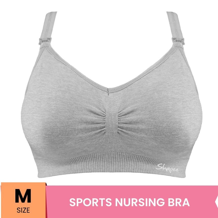 Gray Maternity Nursing Bra – Ribbed Padded Feeding Bra (Medium & Large)