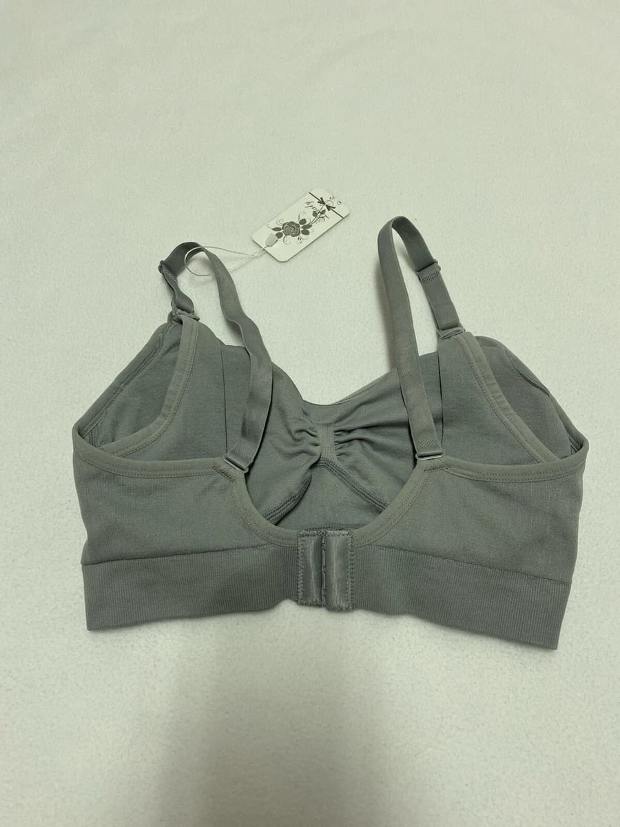 Gray Maternity Nursing Bra – Ribbed Padded Feeding Bra (Medium & Large)