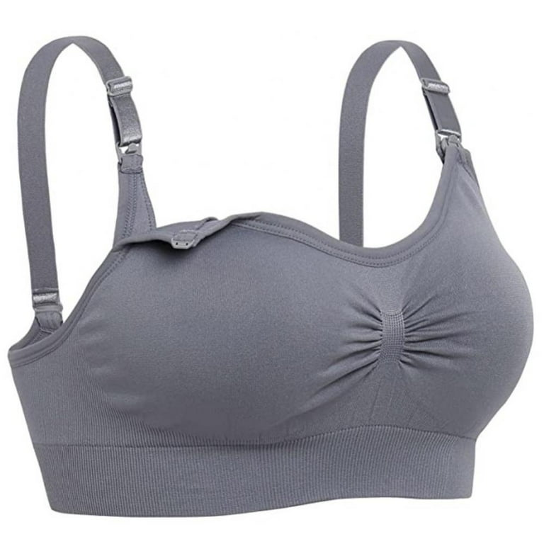 Gray Maternity Nursing Bra – Ribbed Padded Feeding Bra (Medium & Large)
