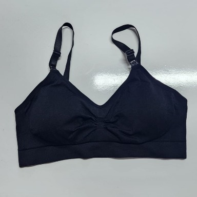Black Seamless Cotton Nursing Bra – Non-Wired Maternity Bra (M, L, XXL)