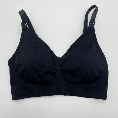 Black Seamless Cotton Nursing Bra – Non-Wired Maternity Bra (M, L, XXL)