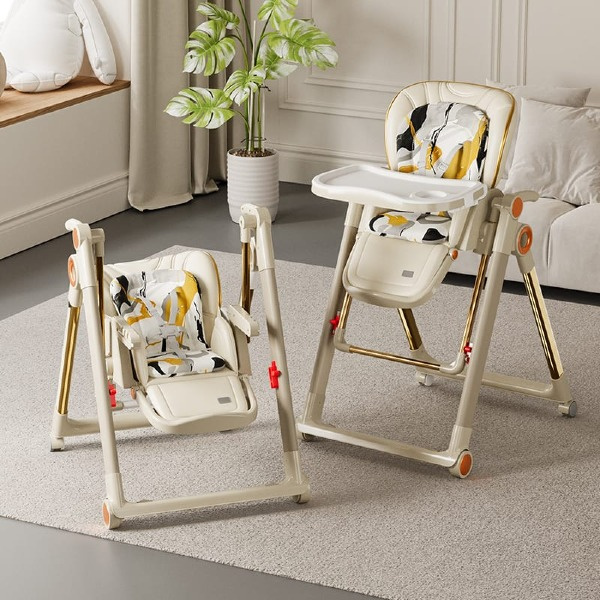 Multifunctional Baby High Chair & Swing Combo | Adjustable Feeding Chair with 5-Point Harness