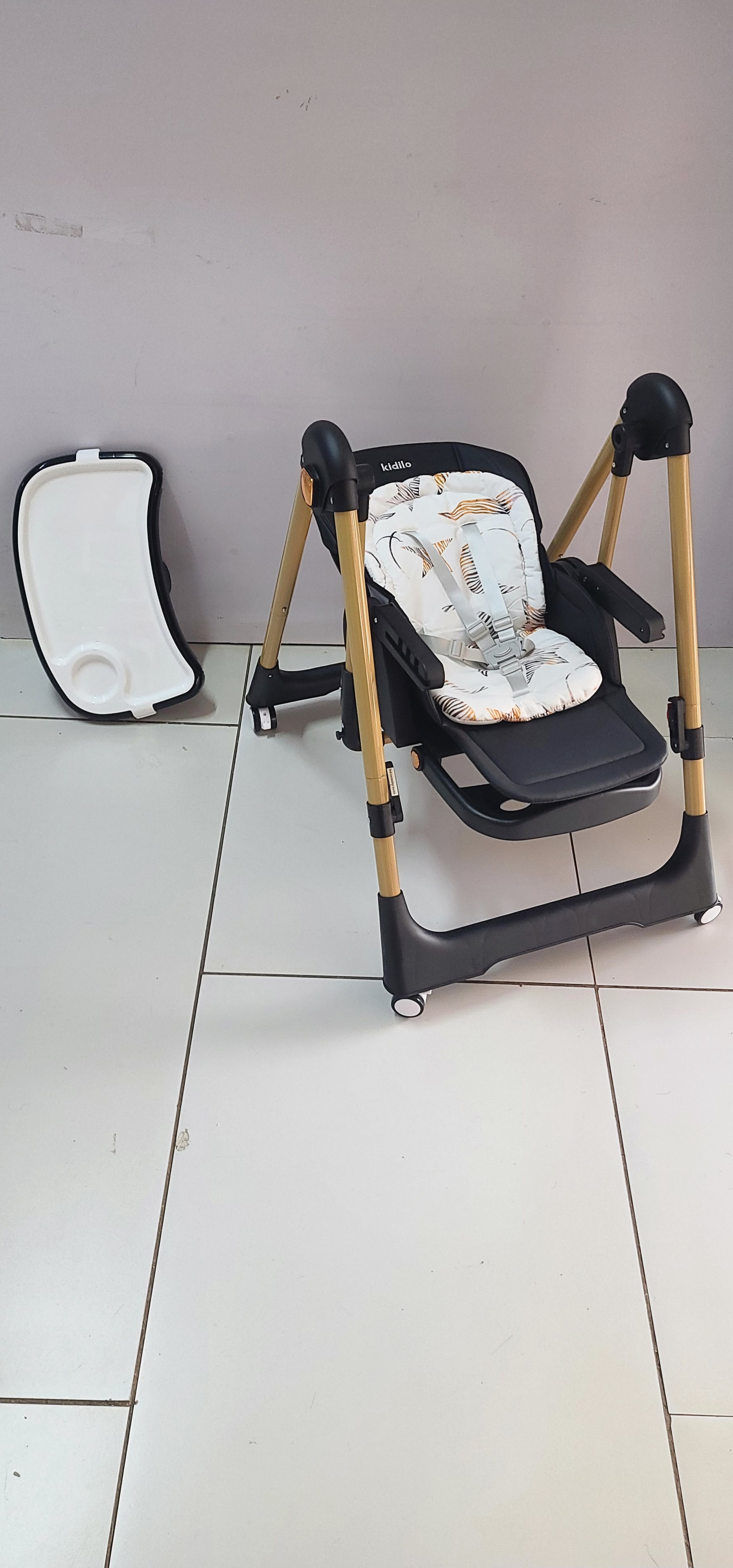 Kidilo 2-in-1 High Feeding Chair & Manual Swing | Adjustable Baby Feeding Chair