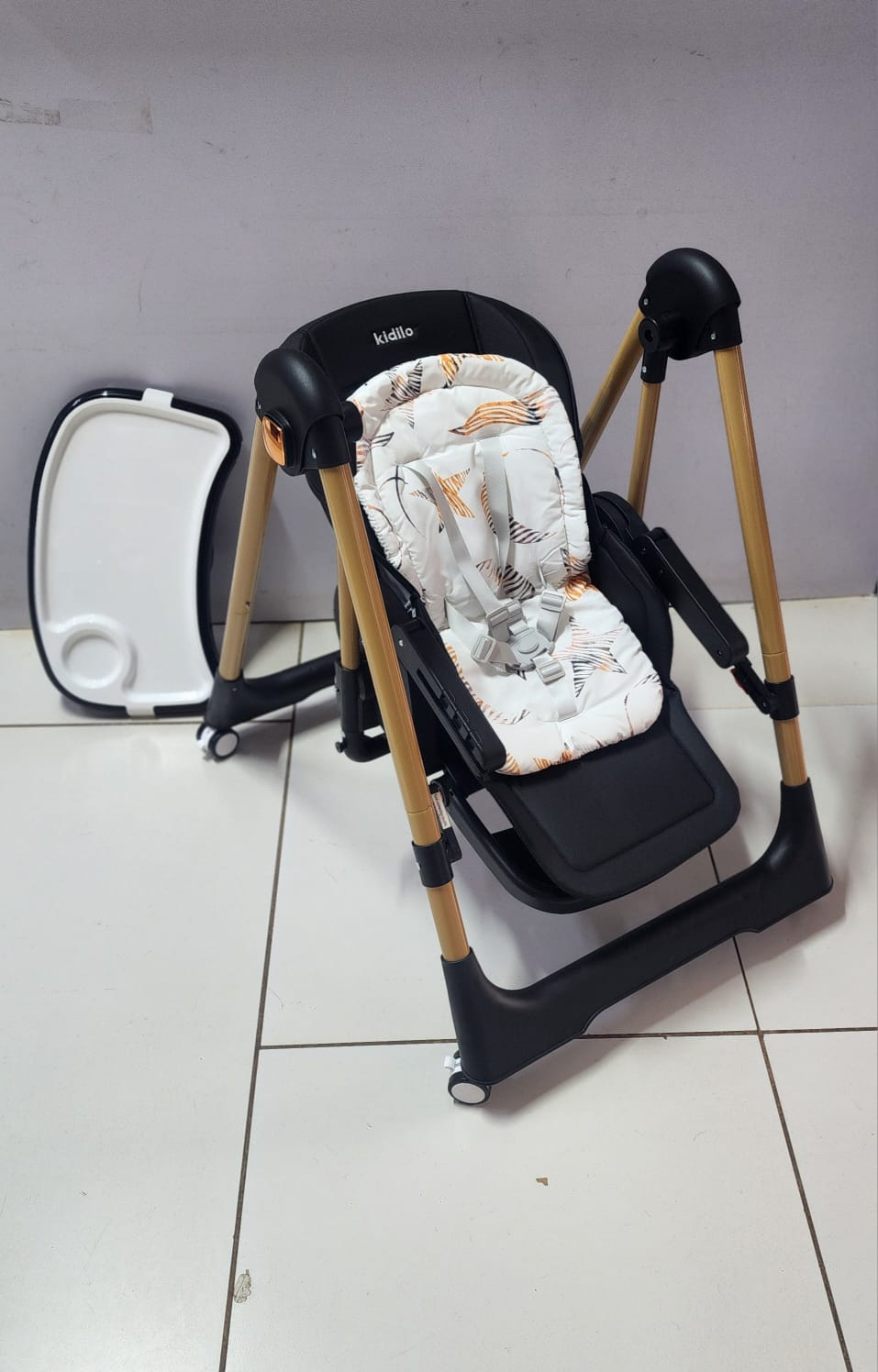 Kidilo 2-in-1 High Feeding Chair & Manual Swing | Adjustable Baby Feeding Chair