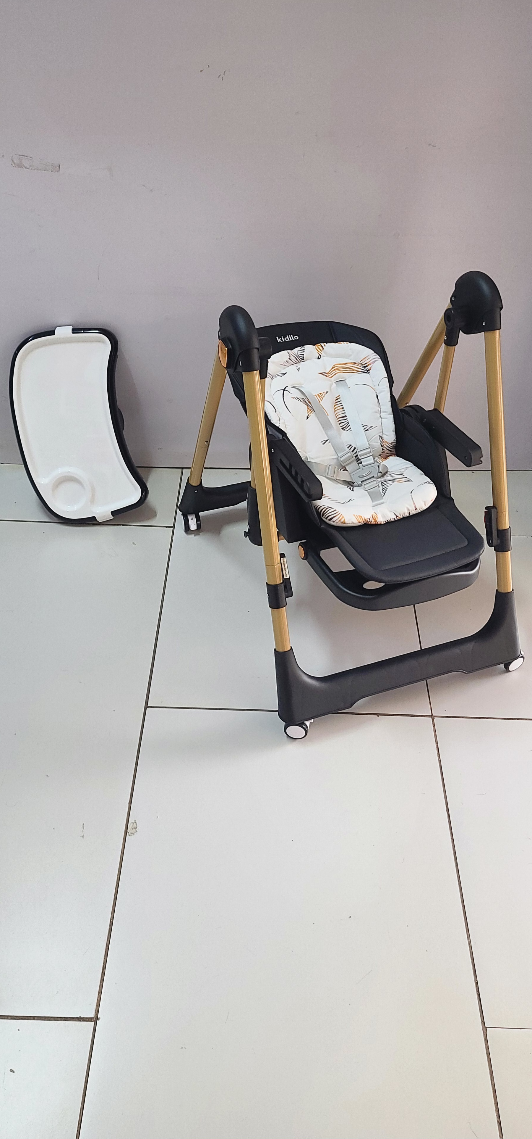 Kidilo 2-in-1 High Feeding Chair & Manual Swing | Adjustable Baby Feeding Chair