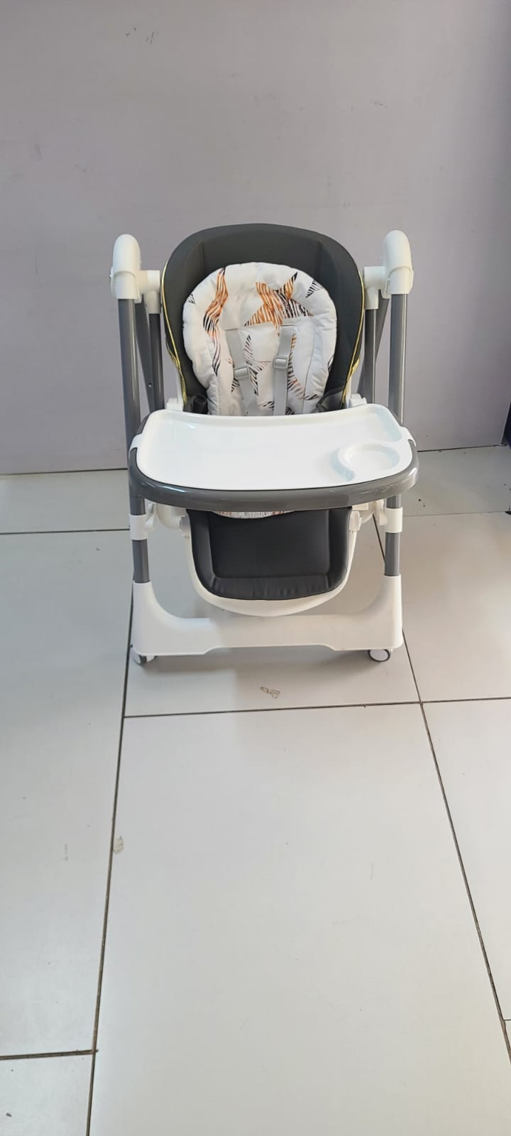 2-in-1 Adjustable Baby High Chair & Manual Swing – Grey & White